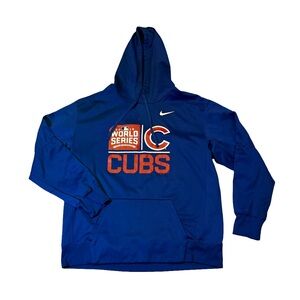 Nike mens 2XL XXL blue Chicago Cubs World Series 2016 baseball hoodie EUC